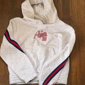 Jordan Kids Gray Hoodie with Red and Blue Stripes